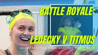 Katie Ledecky vs Ariarne Titmus  final of the womens 400 freestyle Tokyo 2020 [upl. by Marni]