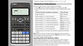 fx991EX Creating a Table and Finding a Regression [upl. by Atrebla795]