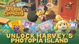 How To Unlock Harveys Island in Animal Crossing New Horizons Amiibo Photo Mode amp Posters [upl. by Natlus]