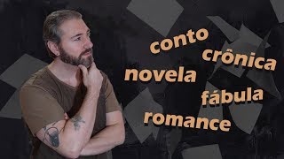 GÊNEROS NARRATIVOS conto crônica novela fábula e romance  Definições e diferenças [upl. by Aicekat]