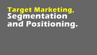 Target Marketing Segmentation and Positioning [upl. by Annonyw28]