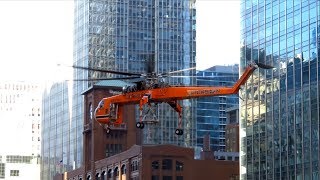 Helicopter Lift Job in Downtown Chicago  Erickson AirCrane Sikorsky S64 N237AC 01132018 [upl. by Arrec73]