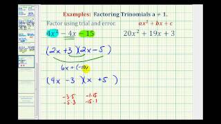 Ex Factor Trinomials When A is NOT Equal to 1  Trial and Error Method [upl. by Nodnek528]