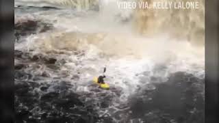 Kayaker paddles over Michigans Tahquamenon Falls [upl. by Procter989]