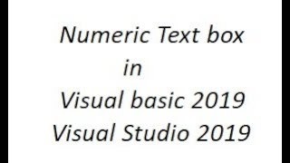 NUMBER ONLY IN TEXTBOX USING VBNET 2019 in Visual Studio 2019 [upl. by Shaughn]