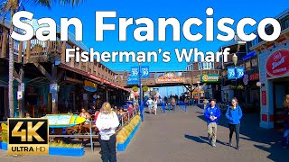 San Francisco California Walking Tour  Fishermans Wharf 4K Ultra HD 60fps – With Captions [upl. by Eeralih990]