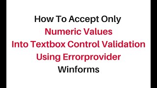 how to allow input only numbers in textbox c winforms46 [upl. by Etterraj]