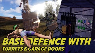 RUST  Base Defence Turrets with Garage Doors  How to setup [upl. by Norod636]