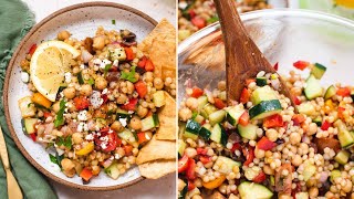 Balsamic Pearl Couscous Salad  easy vegetarian lunch [upl. by Otrebor]