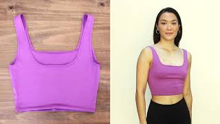 Square Neck Crop Top DIY  Sewing tutorial  Free pattern [upl. by Hoopes]