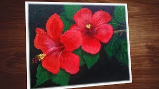 Hibiscus Flowers Acrylic Painting [upl. by Gideon561]