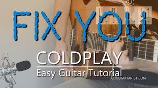 quotFix Youquot Easy Guitar Tutorial  Coldplay  Simple Chords amp Strumming [upl. by Anaid]