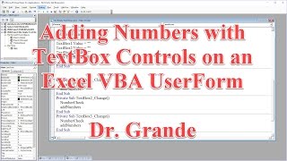 Adding Numbers with TextBox Controls on an Excel VBA UserForm [upl. by Arelc]