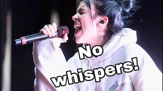 Billie Eilish Strong vocalschest voice not whispering [upl. by Hairacaz]