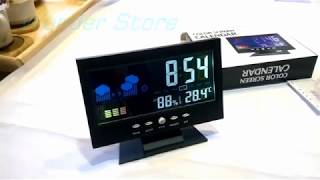 Desktop Clock Calendar LED Colors Screen With Humidity  Temperature amp Alarm [upl. by Strickland]