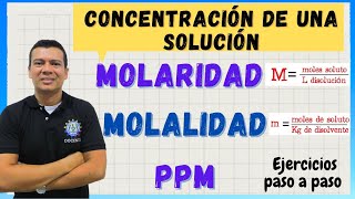 MOLARIDAD M molalidad m y partes por millón ppm [upl. by Lemahs]