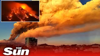 Italian volcano Mount Etna spectacular new eruption [upl. by Thilde]