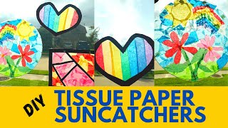 TISSUE PAPER SUNCATCHER USING CONTACT PAPER Tissuepapercrafts Suncatchers [upl. by Bonns303]