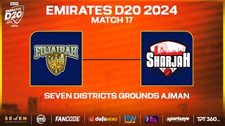 Sharjah vs Fujairah  Match 17  Seven Districts Present Emirates D20 Powered by Fancode [upl. by Narra115]