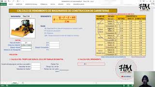 EXCEL para Rendimiento de Maquinaria TRACTOR  HebMERMA [upl. by Lumpkin]