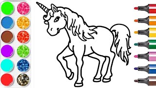 Colorier Une Licorne APPRENDRE À DESSINER vidéo éducative amp Planète coloriage [upl. by Aslam]