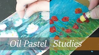 Oil Pastel Studies  Impressionism inspired by Monet [upl. by Fernanda292]