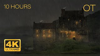 Stormy Night at a Scottish Castle 4K  Heavy Rain amp Distant Rolling Thunder  Relax  Study  Sleep [upl. by Jenna460]