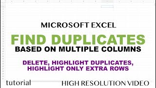 Excel  Find Duplicate Rows Based on Multiple Columns [upl. by Atinauq144]