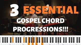 3 BASIC GOSPEL CHORD PROGRESSIONS  Beginners Piano Tutorial [upl. by Anirok]