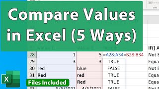 Compare Values in Excel 5 Ways  Beginner to Advanced [upl. by Nyrret]