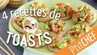 Top 4 de nos recettes de toasts pour lapéritif  Ptitchefcom [upl. by Lurette]