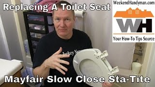 How To Replace Mayfair Slow Close Toilet Seat  Weekend Handyman [upl. by Busby]