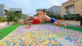 WWE MOVES IN MASSIVE BALL PITS POOL [upl. by Pattie]