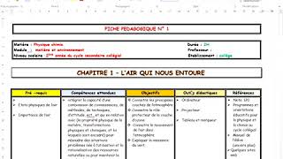 Fiche Pedagogique en chimie physique الجدادة [upl. by Laspisa]