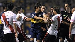 Superclasico  Boca Juniors vs River Plate Fights Fouls Red Cards [upl. by Enamart]