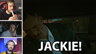 Pewdiepie XqC and Jacksepticeye react to Jackies Death Scene in Cyberpunk 2077 [upl. by Shaper]