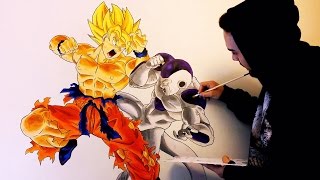 DIBUJANDO A LO GRANDE  Mural Goku VS Freezer  35 Horas trabajo  Wall Painting  ArteMaster [upl. by Hardwick]