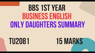 BBS 1st year English ONLY DAUGHTERS [upl. by Dag60]