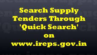 How to search tenders through Quick Search on IREPS [upl. by Solomon]