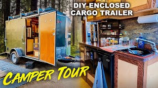 FULL TOUR  Cargo Utility Trailer Camper Toy Hauler Conversion Build Out  Stealth OffGrid Camping [upl. by Haldeman323]