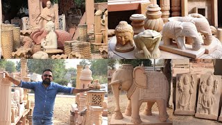 Stone Carving Work in SikandraDausa Rajasthan  Bansi Paharpur Sandstone Crafting [upl. by Naasah]