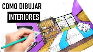 Aprende a dibujar una perspectiva interior PASO A PASO  TUTORIAL [upl. by Itsuj]