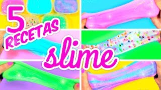 CÓMO HACER SLIME SIN BORAX FÁCIL 5 Recetas de Slime [upl. by Lamag]