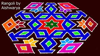 Creative Rangoli Designs 21 to 11 dots  Muggulu Arts Beautiful Colour Kolam  RamRangoli Aishwarya [upl. by Panthea]