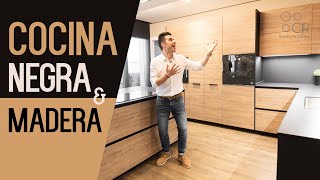 Cocina Negra 🖤 y madera con isla moderna cocinas CJR santos [upl. by Helga]