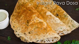 Instant Rava Dosa  Crispy Sooji Dosa  Quick Breakfast Recipe  The Terrace Kitchen [upl. by Attenol]