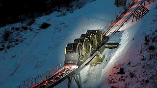 The worlds steepest funicular railway opens in Switzerland [upl. by Yelrebma]