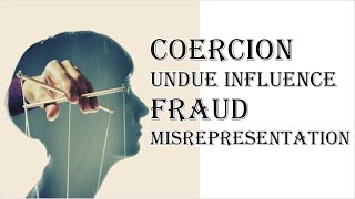 Coercion Undue Influence Fraud Misrepresentation  Indian Contract Act 1872  Law Guru [upl. by Eelatan]