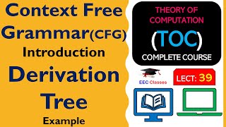 L39 Context Free GrammarCFG  Introduction  Derivation Tree  Example  TOC Lectures Hindi [upl. by Mccready]