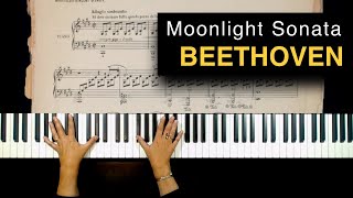 Moonlight Sonata  Beethoven  piano  hands  sheet music [upl. by Eliga]